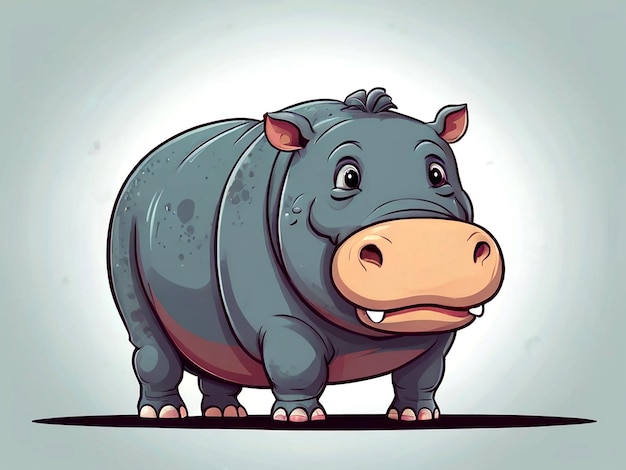 a cartoon of a hippo with a mouth open