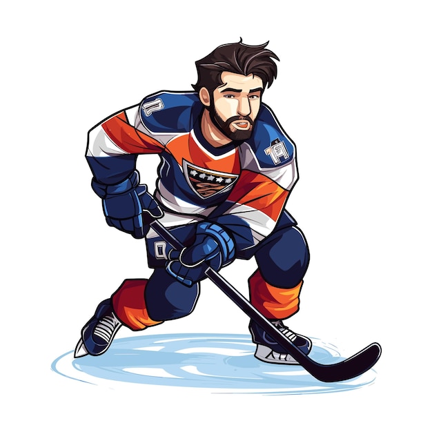 Cartoon Hockey Player vector illustration