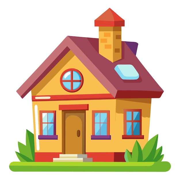 Vector cartoon home clip art cute and whimsical house illustration isolated on white