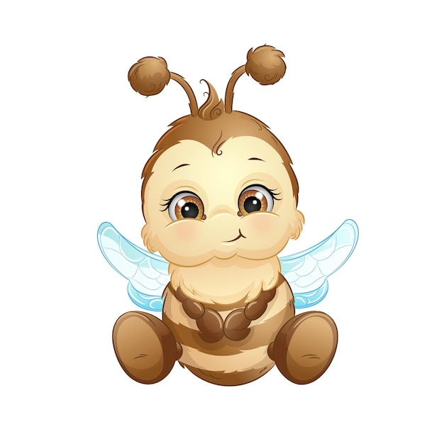 Cartoon honey bee vector illustration Cute baby insects