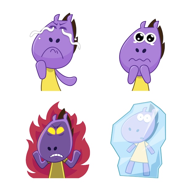 Cartoon horse in actions. Animal emotions.