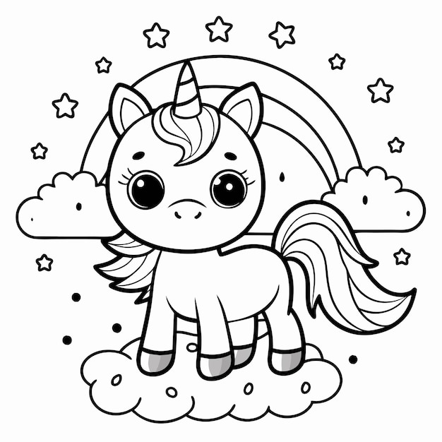 a cartoon horse coloring book illustration