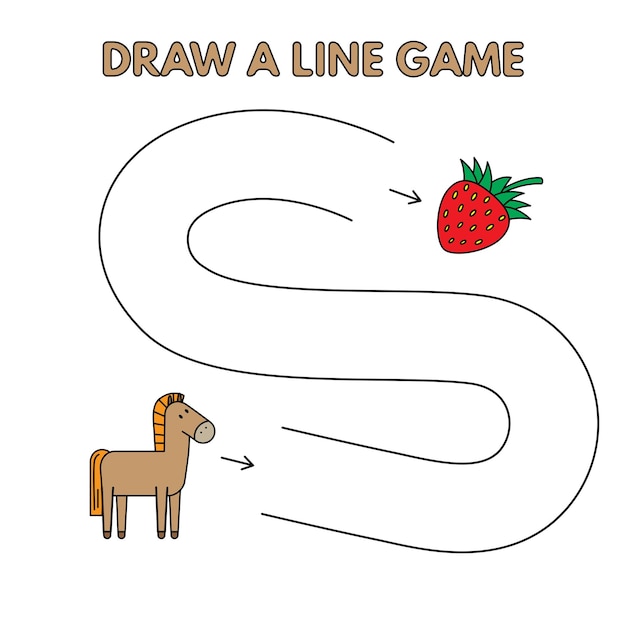 Cartoon Horse Draw a Line Game for Kids