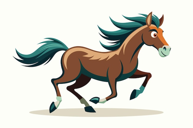 A cartoon horse gallops energetically showcasing its flowing mane and powerful legs in motion Running horse Customizable Cartoon Illustration