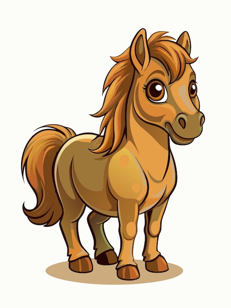 a cartoon of a horse with a brown mane and tail