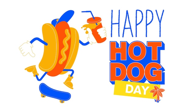 Cartoon hot dog skater Vector illustration