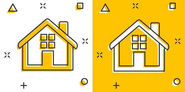 Cartoon house icon in comic style Home illustration pictogram House splash business concept