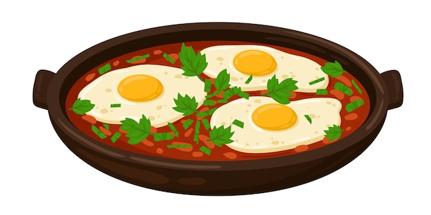 Cartoon Huevos rancheros Mexican food vector illustration Traditional Mexican Cuisine