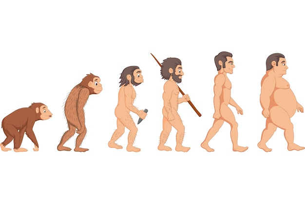 Vector cartoon human evolution