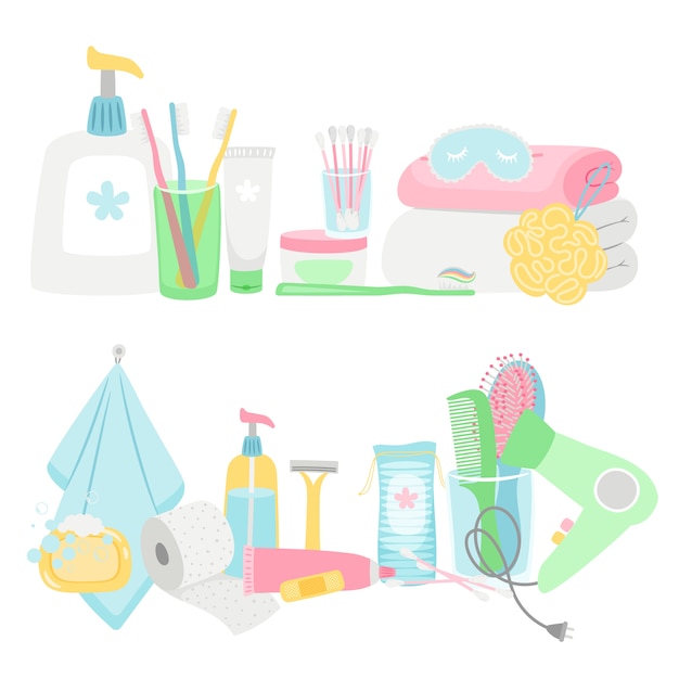 Cartoon hygiene elements and accessories set