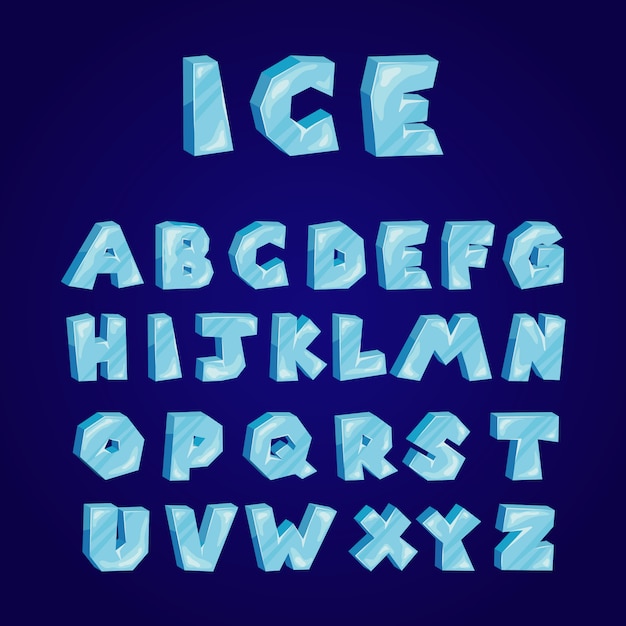 Cartoon Ice alphabet set 