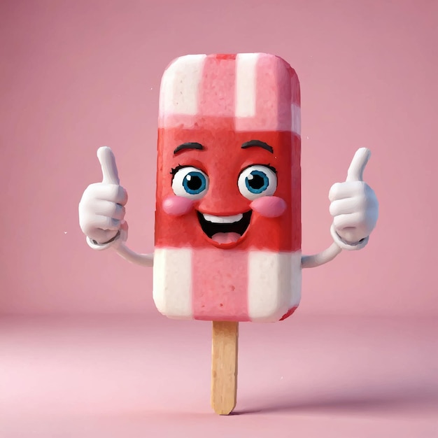 Cartoon ice cream cone with a finger pointing up