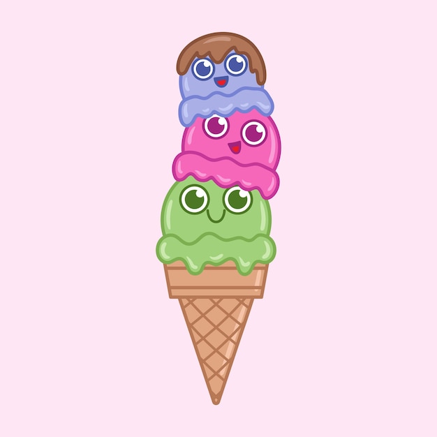 Cartoon Ice cream cute character illustration