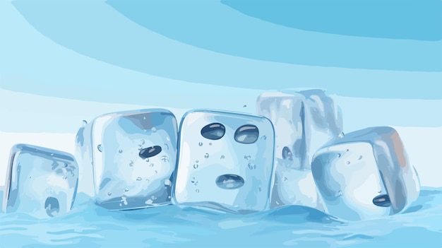 Vector a cartoon of ice cubes that are in water