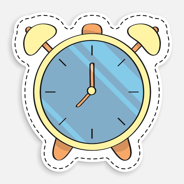 Vector cartoon icon of doodle alarm clock mechanical watch for measuring time good start to your working