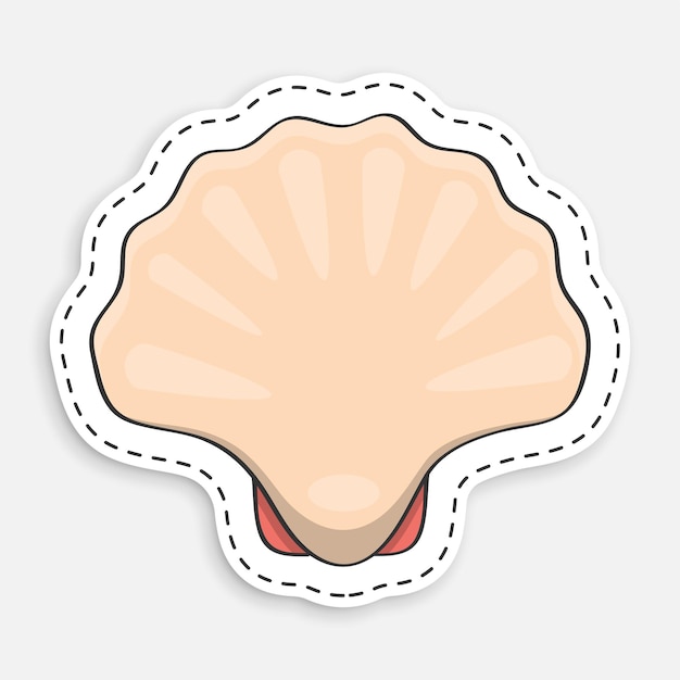 Vector cartoon icon of doodle closed sea shell scallop edible shellfish and seafood vector isolated on