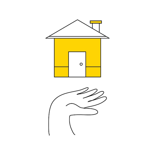 Cartoon icon vector illustration of house in human hand