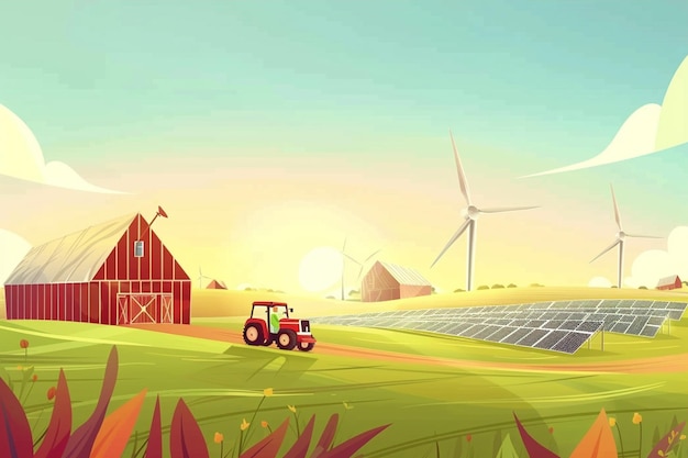 Vector cartoon illustration of agricultural farm