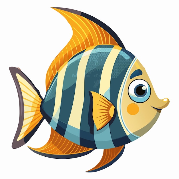 Vector cartoon illustration of angelfish vector