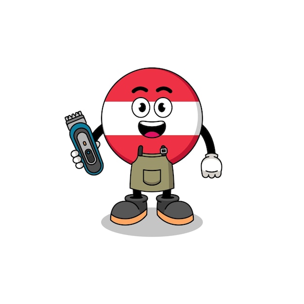 Cartoon Illustration of austria flag as a barber man character design