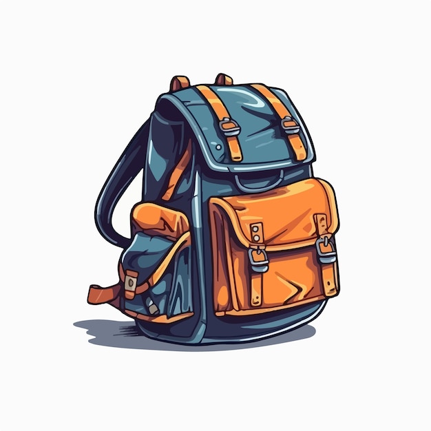 A cartoon illustration of a backpack with a green strap