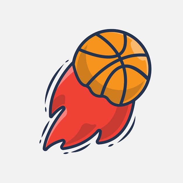 Cartoon illustration of basketball with fire