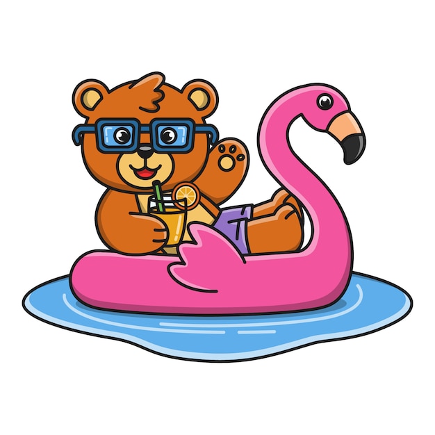 Cartoon illustration of a bear on a float