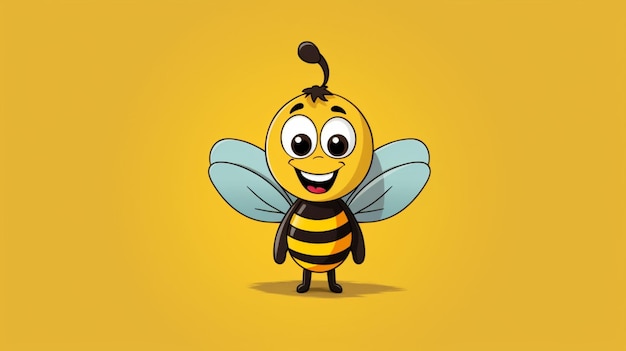 a cartoon illustration of a bee with a yellow background