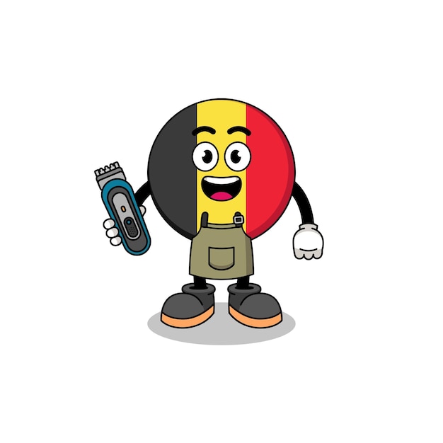 Cartoon Illustration of belgium flag as a barber man