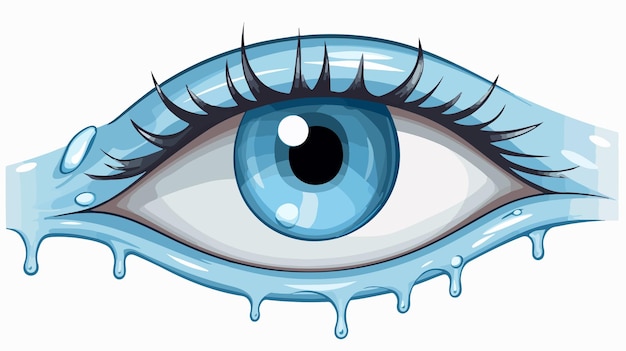 a cartoon illustration of a blue eye with the blue eyes