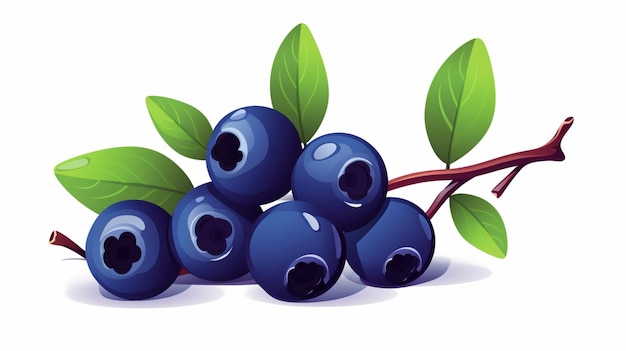 Vector a cartoon illustration of blueberries with green leaves