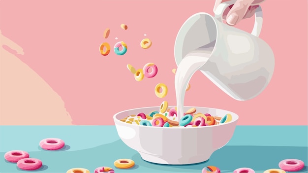 a cartoon illustration of a bowl of cereals with the words  donuts  on it