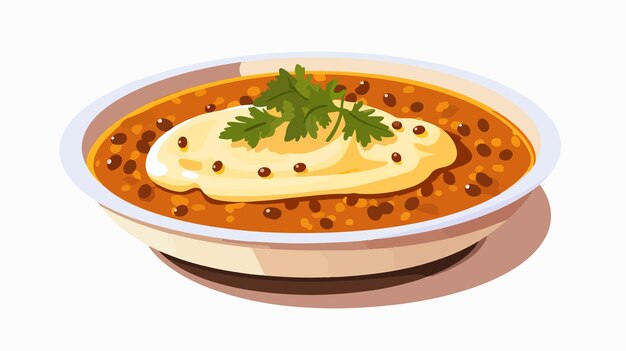 Vector a cartoon illustration of a bowl of soup with beans and a bowl of beans