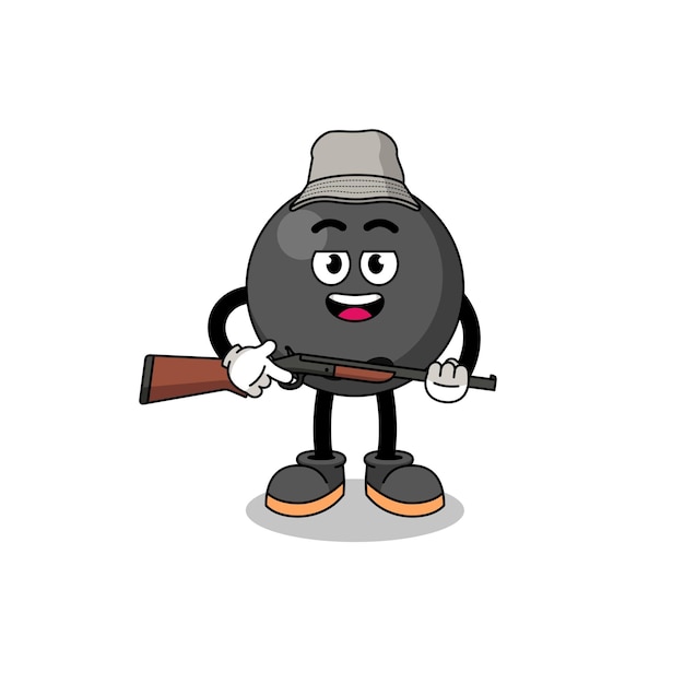 Cartoon Illustration of bowling ball hunter character design