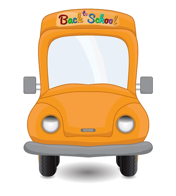 cartoon illustration bus with back to school text sign