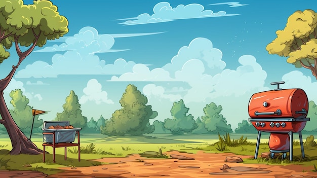 a cartoon illustration of a cabin in a field with a sign that says  the story of a forest