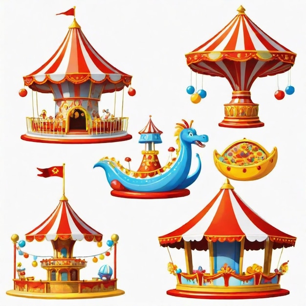 Vector a cartoon illustration of a carnival with different characters