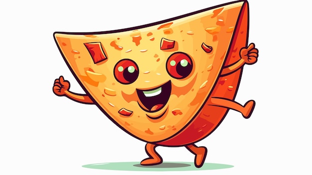 a cartoon illustration of a cheese pizza with a smile on its face