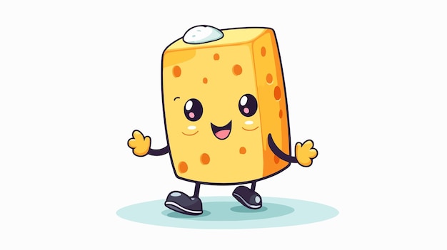 a cartoon illustration of a cheese with a smile on his face