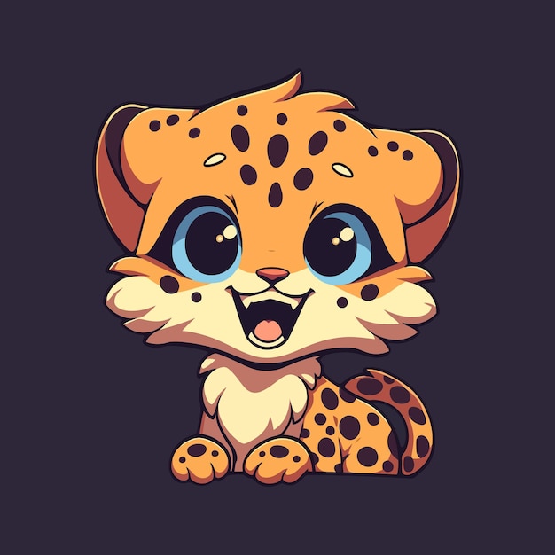 Cartoon illustration of a cheetah with blue eyes