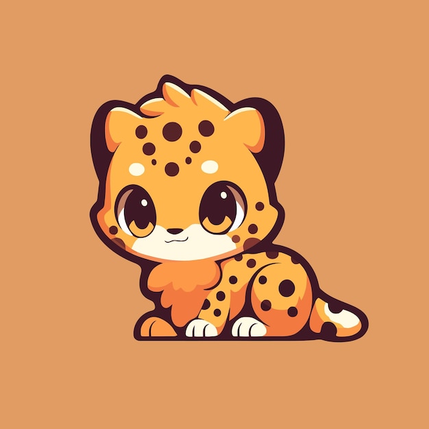 A cartoon illustration of a cheetah with a cute face.