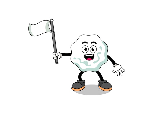 Cartoon Illustration of chewing gum holding a white flag