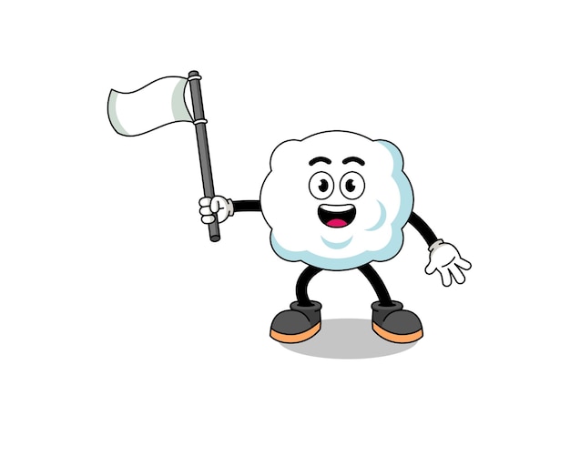 Cartoon Illustration of cloud holding a white flag