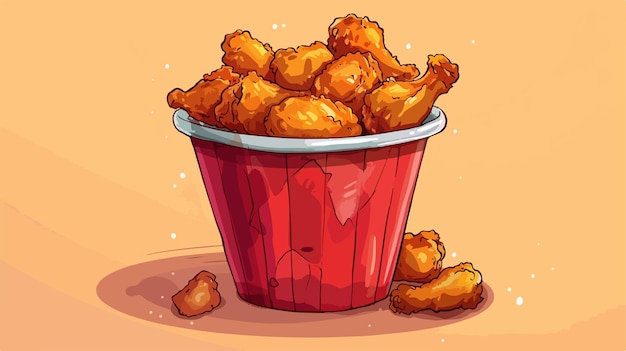 Vector cartoon illustration concept of crispy fried chicken