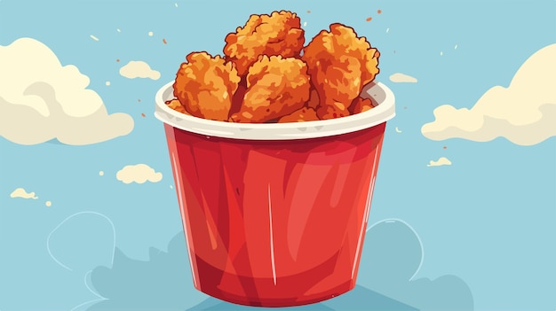 Cartoon Illustration Concept of Crispy Fried Chicken