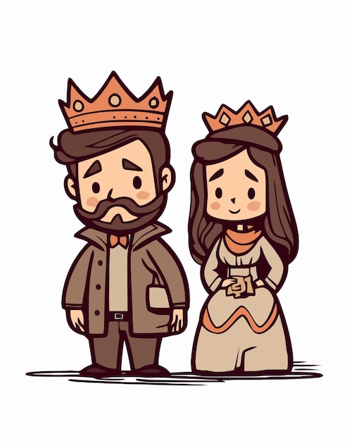 A cartoon illustration of a couple of people with crowns.