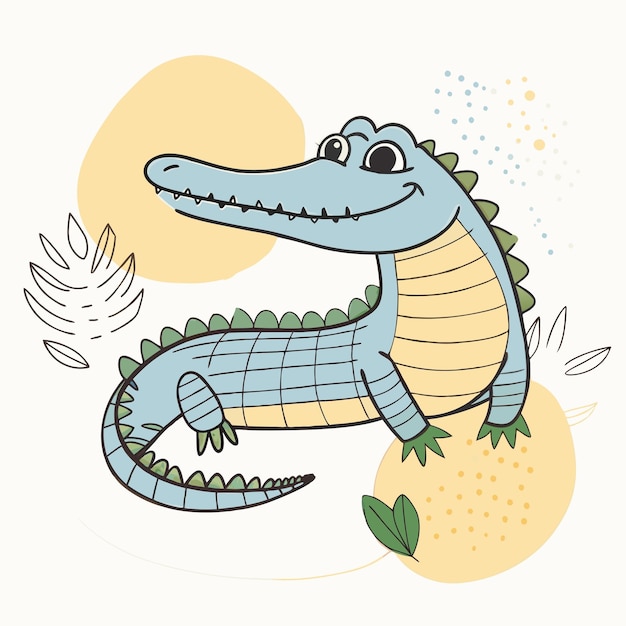 Vector cartoon illustration of crocodile vector