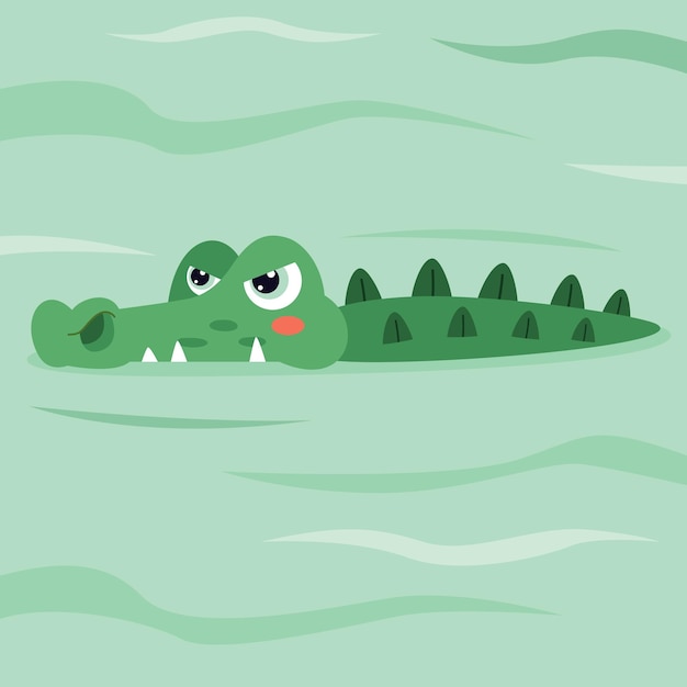 Cartoon Illustration Of A Crocodile