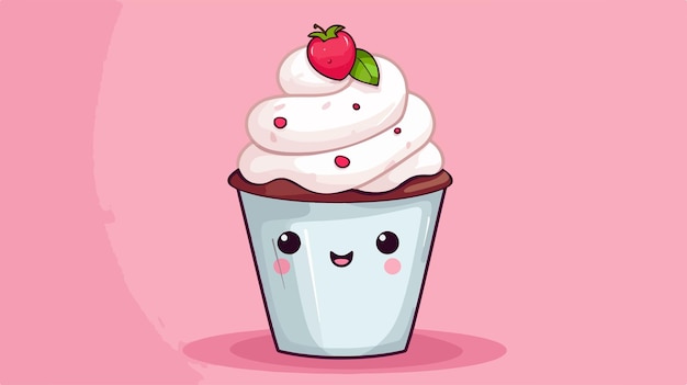 Cartoon Illustration of a Cup of Yogurt