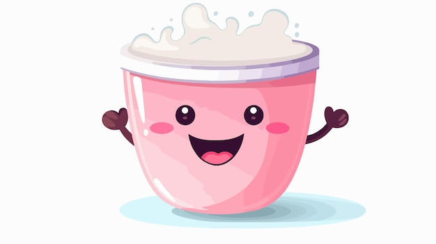 Cartoon Illustration of a Cup of Yogurt